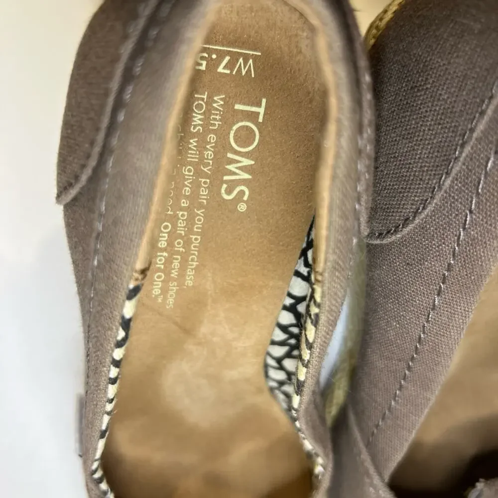 Toms Women's Taupe Wedge Heels Size 7.5